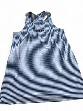 DKNY Striped Tank Dress in Black and White
